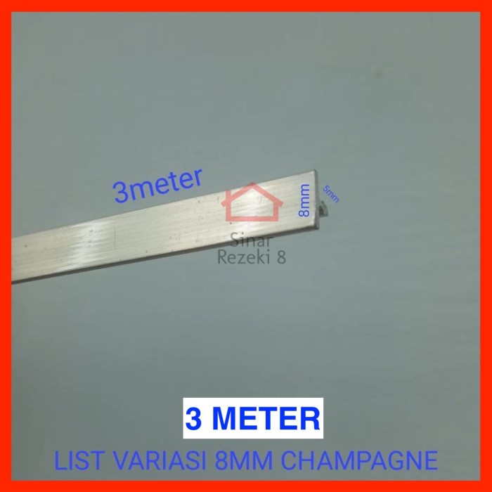 List Variasi 8 mm CHMPGN Aluminium Lis T Edging Penutup Celah Strip Profil Aluminium