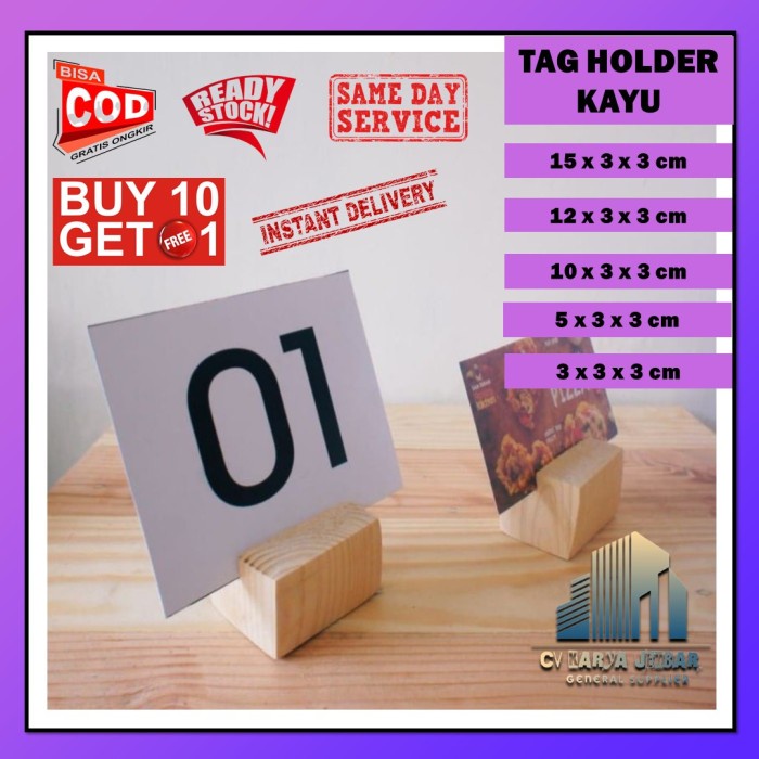 

Dudukan Stand Kayu Price Tag Holder Akrilik Acrylic Kalender 10cm