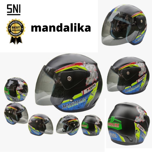 HELM MOTIF MANDALIKA CIRCUIT HELM MOTIF CIRCUIT MANDALIKA SNI/Helm KYT/Helm Murah/Helm Motor/Helm Ba