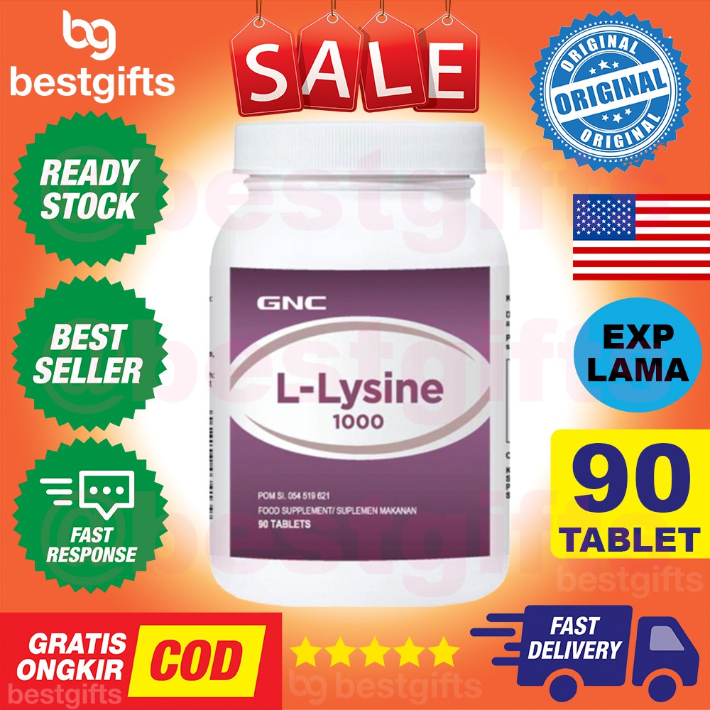 GNC L-LYSINE LYSINE 1000 MG ANTIBODI PROTEIN OTOT KOLESTEROL COLLAGEN KOLAGEN RUAM KULIT 90 TABLET