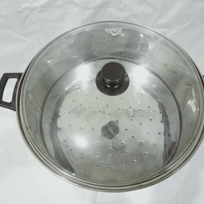 Favorit] Langseng Kukusan Panci Dandang Steamer Tutup Kaca Uk.32Cm