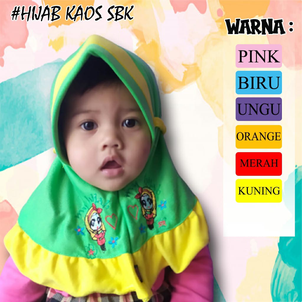 jilbab / anak / bayi / hijab /allsize 0-2 tahun/ KAOS BORDIL REMPEL POLOS / STOK