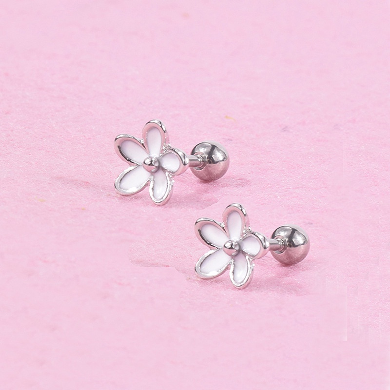 Anting Tindik Tulang Rawan Telinga Bentuk Bunga Bahan Stainless Steel