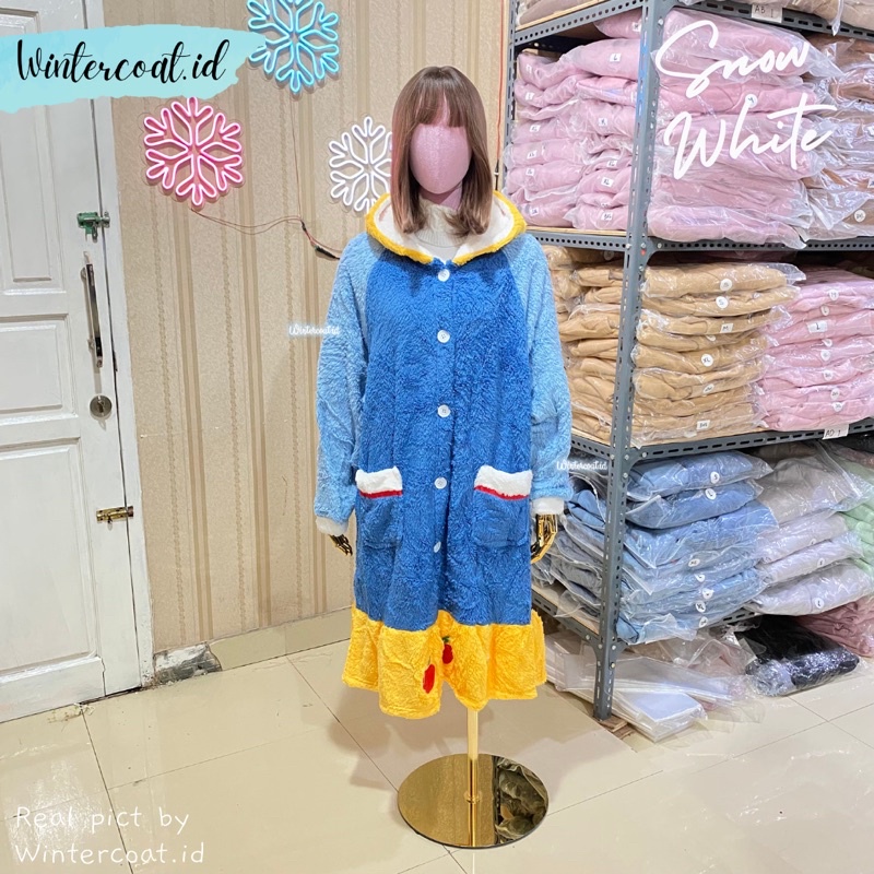 Piyama import wanita pajamas onesie snow white putri salju hangat baju tidur winter cewek musim dingin