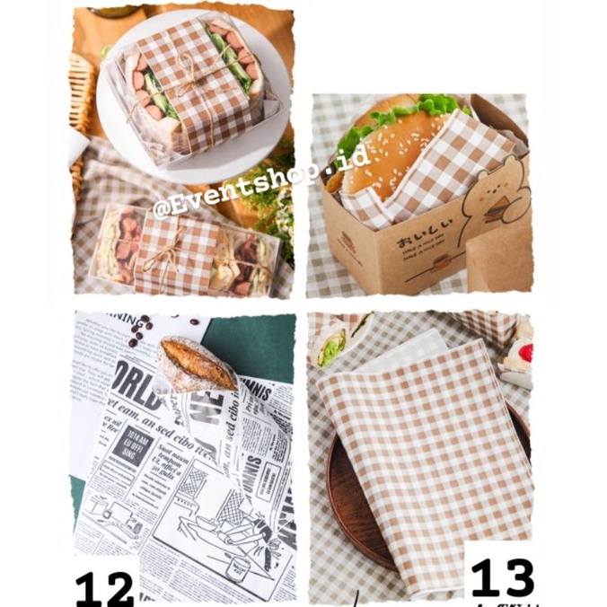 

baking paper motif korea(28×38cm)/cookingpaper/wax paper/props/kertas sandwich/box mika/kotak kue