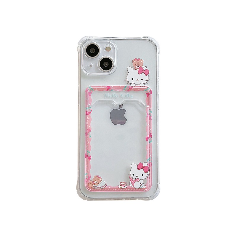 Soft Case Transparan Desain hello Kitty Untuk iPhone 12 13 Pro Max 11 X XR XSMAX