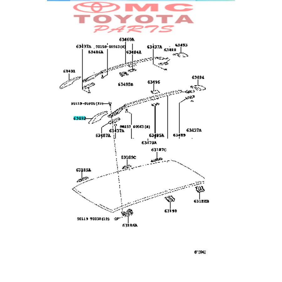 Cover (Tutup Baut) Roof Rack Depan KananToyota Fortuner 63491-0K010