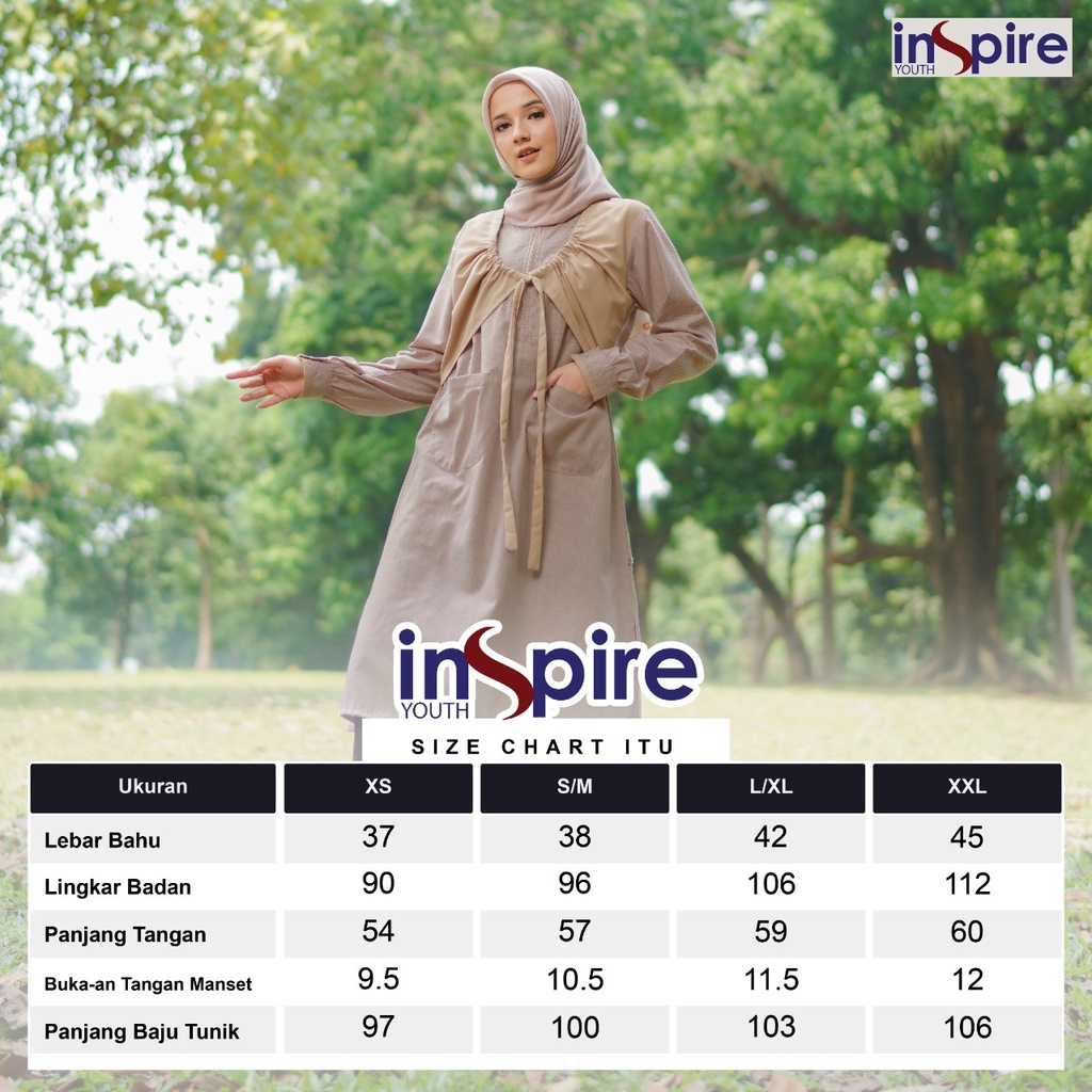 Inspire ITU 54 Atasan Tunik Bahan Kenzie Mix Toyobo Tunik Wanita Muslimah Baju Remaja Casual OOTD