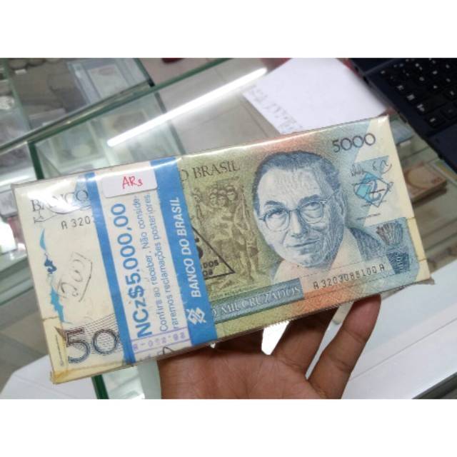 uang kertas kuno negara brazil UB 5000, asli bukan repro, harga @2 lembar.