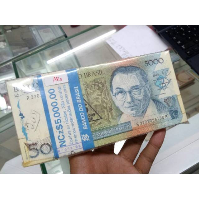 uang kertas kuno negara brazil UB 5000, asli bukan repro, harga 10