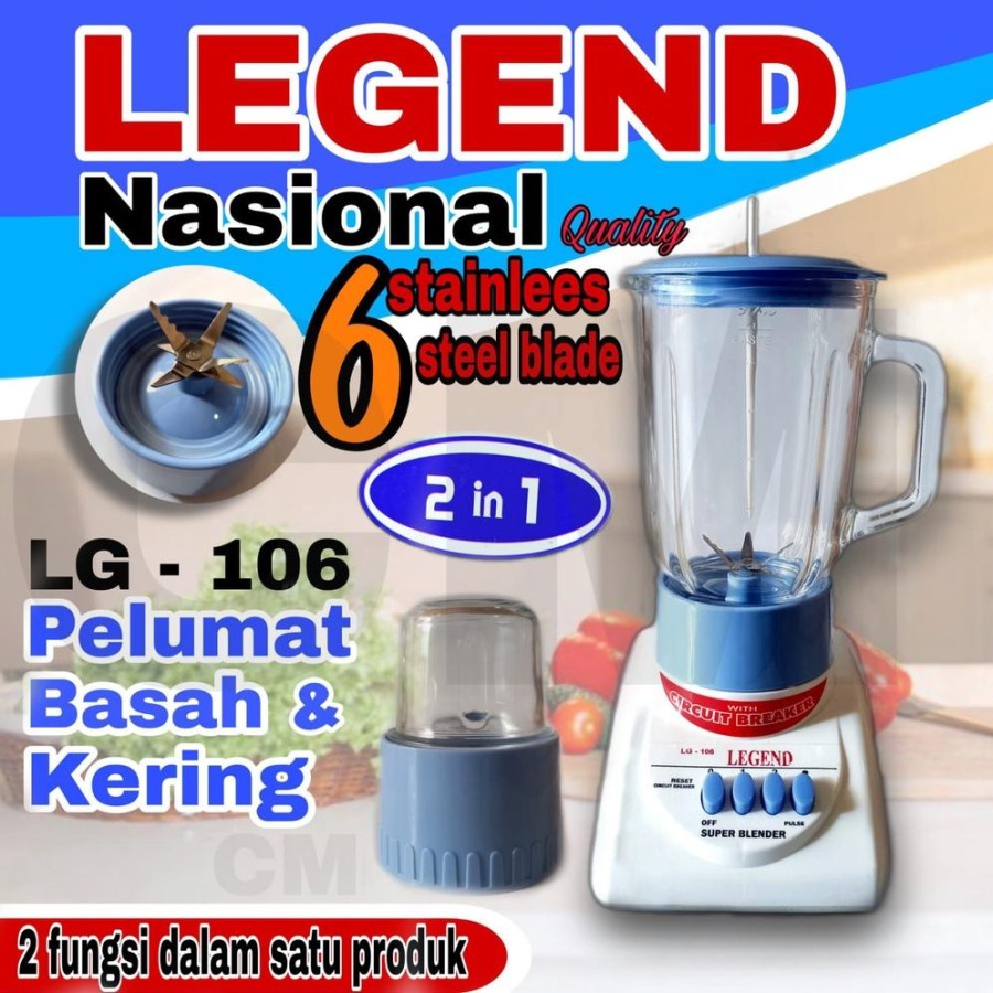 BLENDER LEGEND NATIONAL BLENDER KACA 6 MATA PISAU STAINLESS STEEL