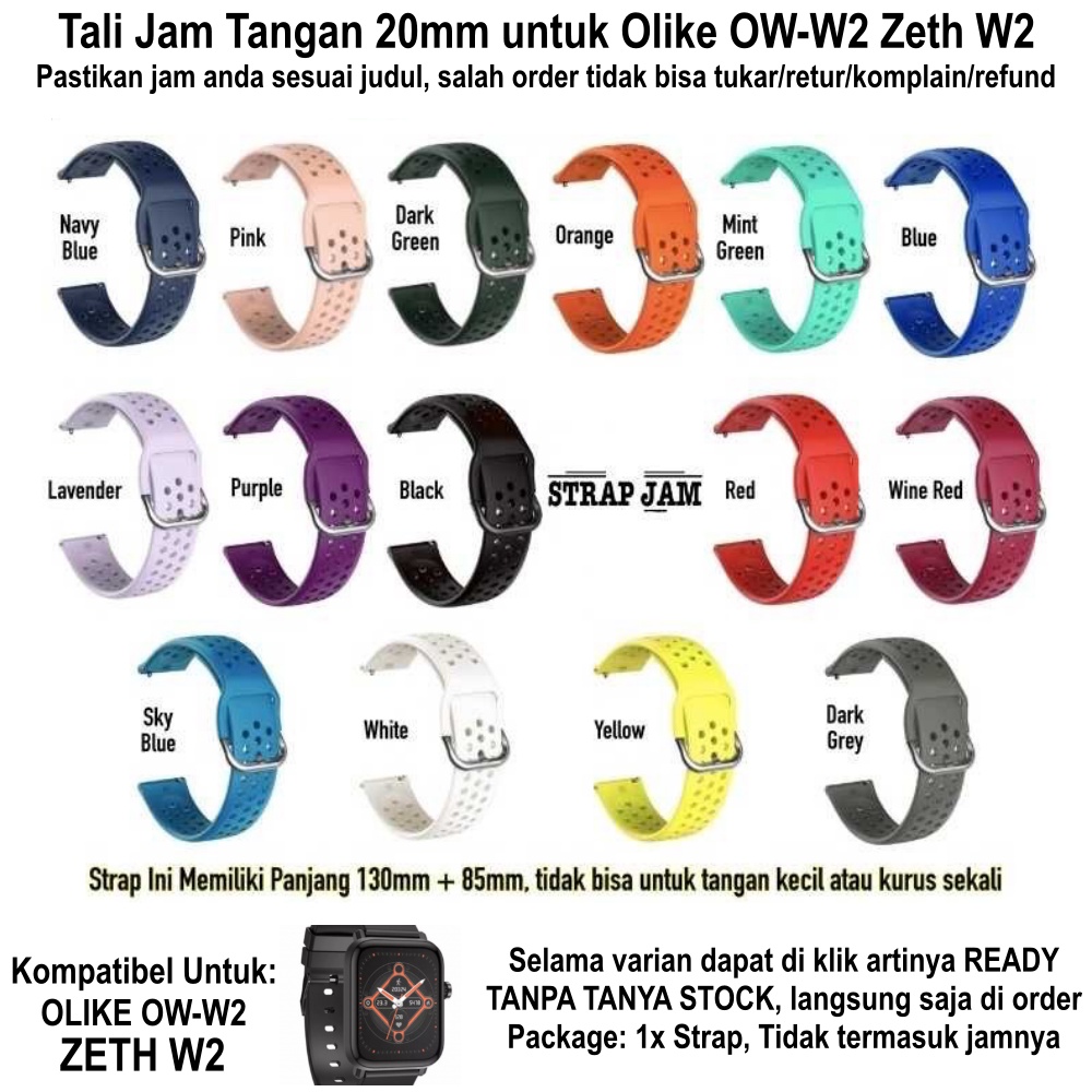 R33 Tali Jam Olike OW-W2 Zeth W2 - Strap 20mm Silikon Rubber Breathable