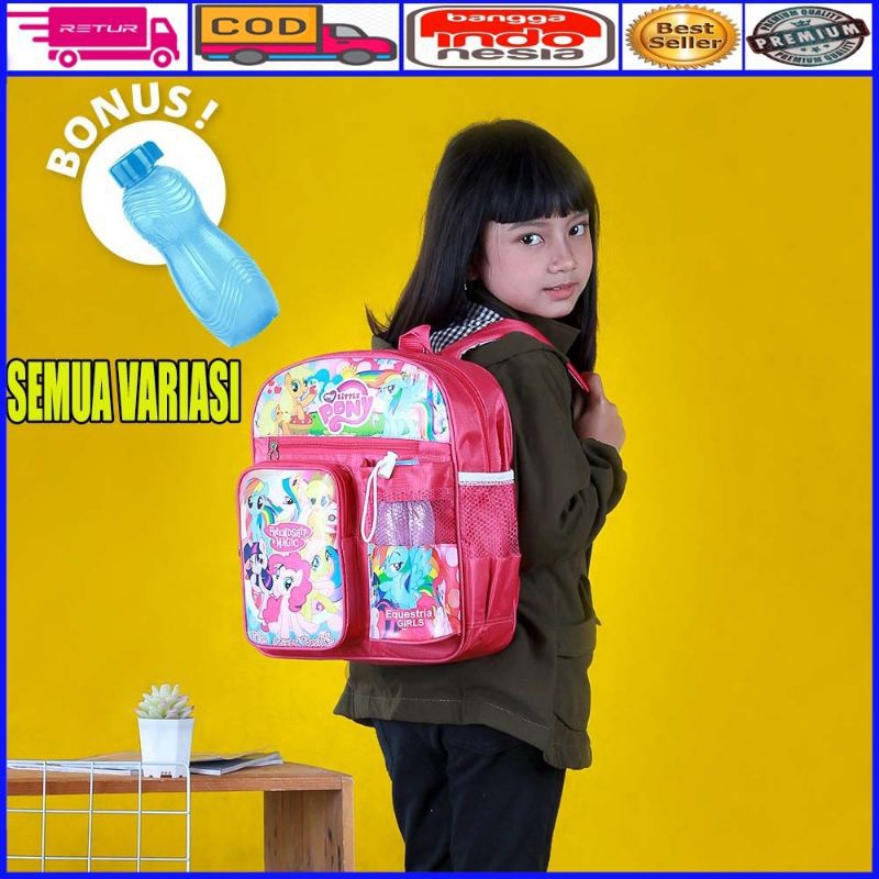 TAS RANSEL ANAK PEREMPUAN KARAKTER LOL KUDAPONI KITTY  FROZEN /FREE BOTOL