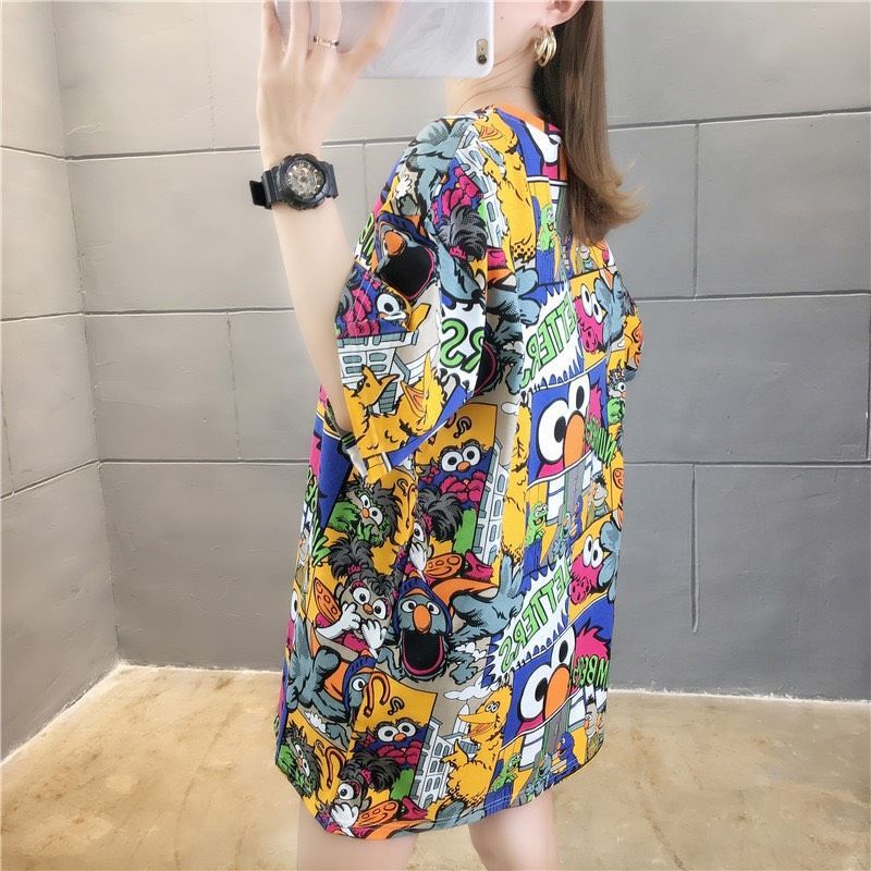 MDLV 6702 ELMO OVERSIZE TEE KOREA KAOS OVERSIZE ATASAN OVERSIZE KAOS ELMO KAOS IMPORT FASHION IMPORT