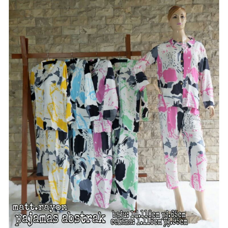 Piyama Pajamas Setelan Rayon CP lengan Panjang Tiedye Tidie