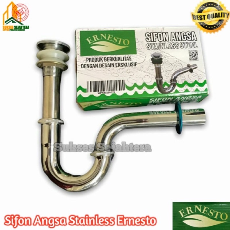 Sifon Angsa Stainless Wastafel/Afur Pembuangan Wastafel Ernesto
