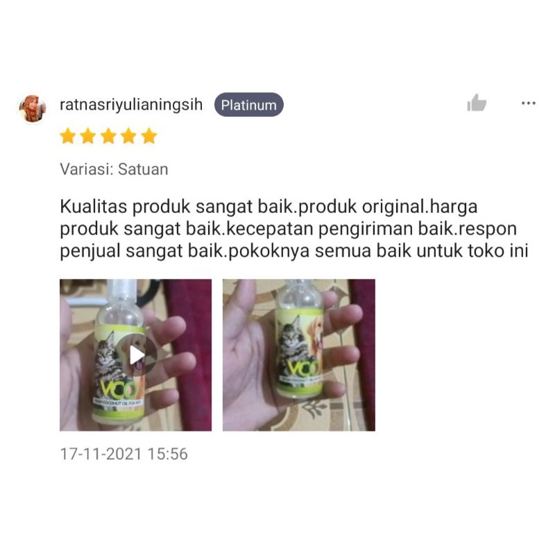 VCO SPRAY 60 - Obat Jamur Scabies Untuk Kucing Anjing Minyak VCO Virgin Coconut Oil for Cat Dog