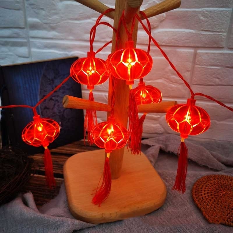 Lampu String Led Tradisional Warna Merah Tenaga Baterai Untuk Festival