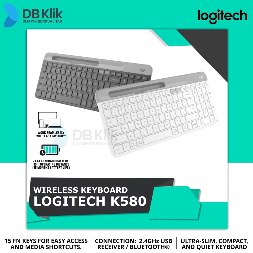 Keyboard Logitech K580 Slim Multi Device Wireless Bluetooth - K 580