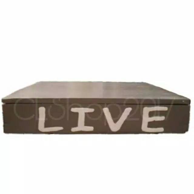 COLOURFUL WOODEN BOX &quot;LIVE&quot; &quot;LAUGH&quot; 28cm x 19,5cm x 5,8cm