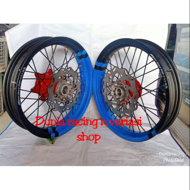 Velg Supermoto CRF 150 300 350 ring 17 Lebar Sumo Tromol CRF jari jari sama piringan dan dirakit