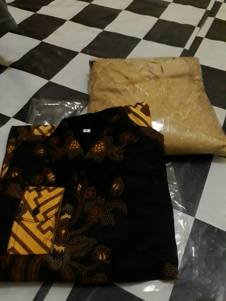 Zola_batik Batik Coupel Brokat Tile Selendang Alika Brown Azzura High Quality