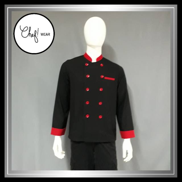 Chef Wear Baju Koki Hitam Lengan Panjang Bbk S- XL