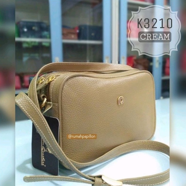 Tas Selempang Wanita Kulit Asli Merk Papillon Original K3210 / Cream