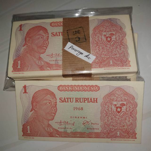 (GRESS) Uang kuno 1 rupiah jendral sudirman tahun 1968 bahan mahar nikah 21 rupiah 2021 rupiah