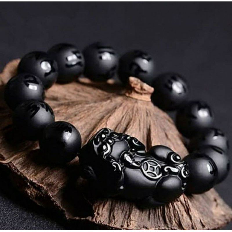 GELANG BLACK JADE KEBERUNTUNGAN PRIA BESAR 14 MM