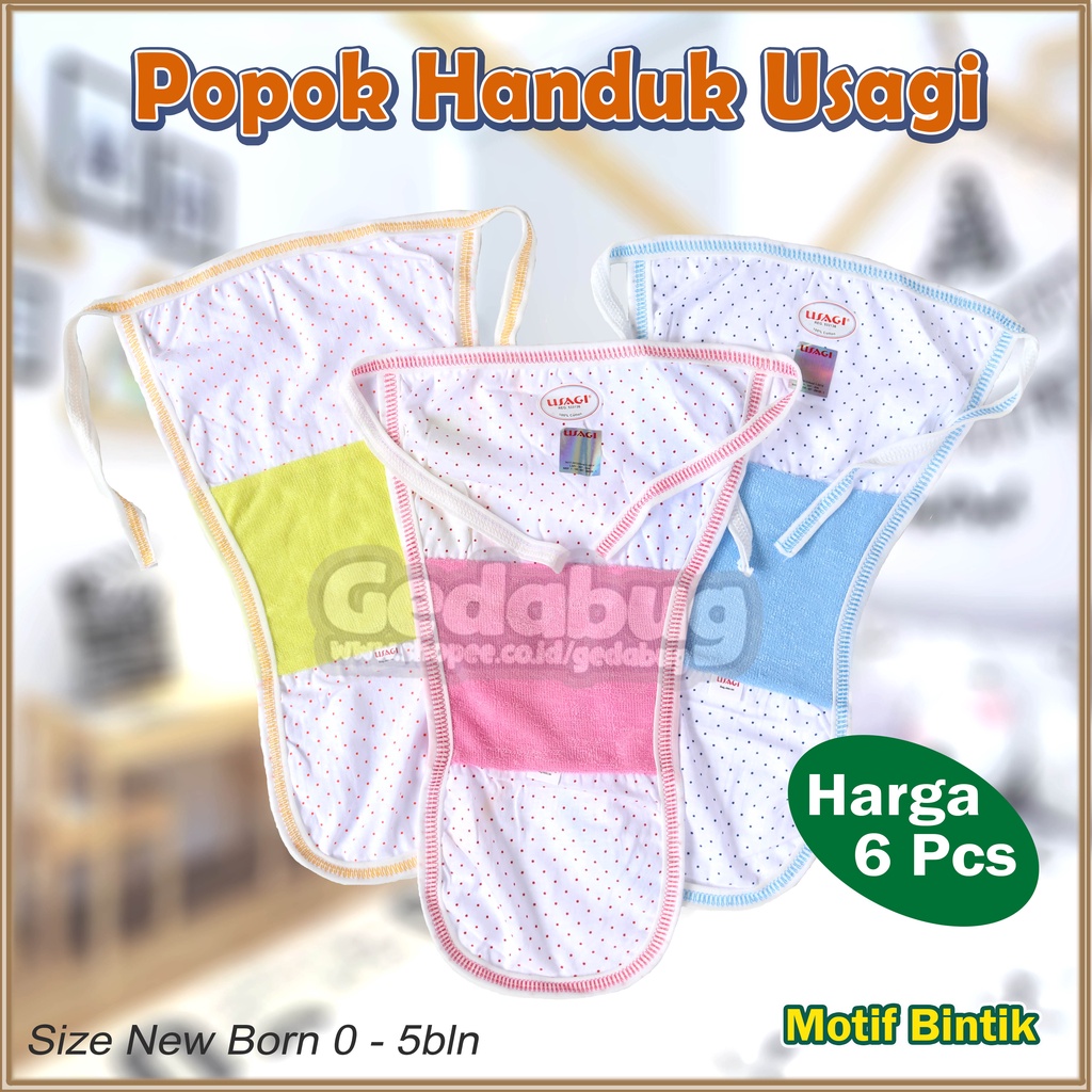 ( 6 Pcs ) Popok Bayi Usagi Handuk Motif Bintik | Perlengkapan bayi Berkualitas