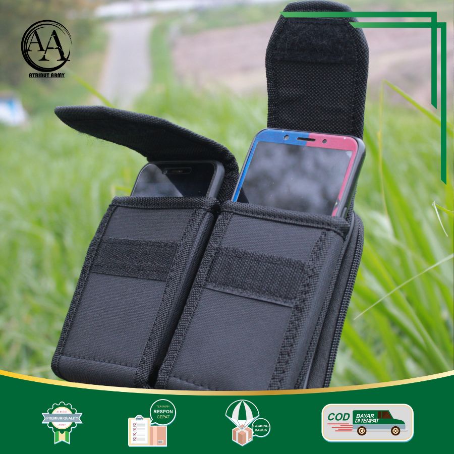 Tempat Sarung HP Pinggang KANVAS Tas Dompet Handphone Pria Resliting Pouch Hp Pria Tempat Magazine - TM02