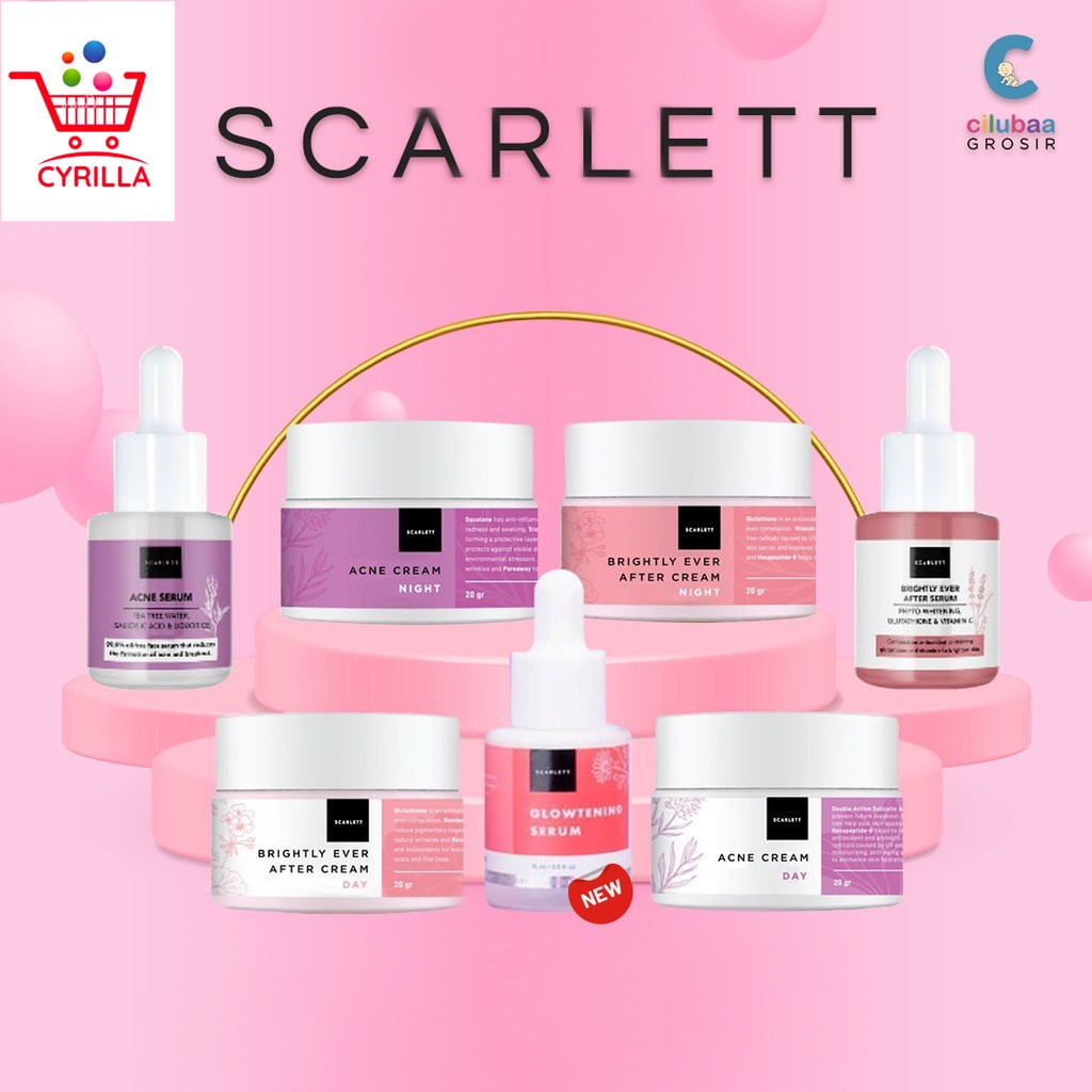 SCARLETT MINI SERUM DAY NIGHT CREAM TONER ACNE BRIGHTLY MASKER