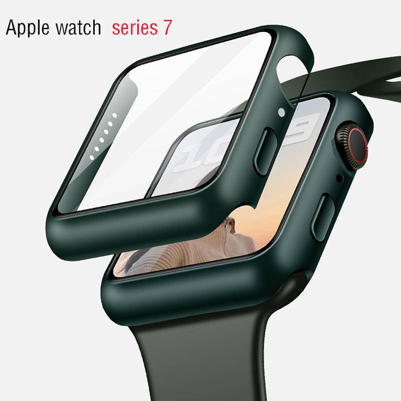 Case Pelindung Layar Bahan Kaca PC Bumper 45mm 41mm 45mm 44mm 40mm Untuk Apple Watch 8 7 6 5 4 3 2