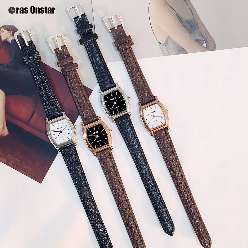 Jam Tangan Quartz Dial Kotak Kecil Casual Untuk Wanita New Ms Watch 【Jakarta Ready】-1