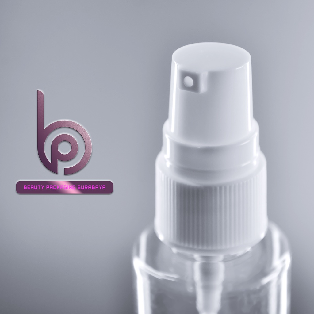Botol Plastik PET 60ml RF Bening Tutup Pump Treatment Half Cap