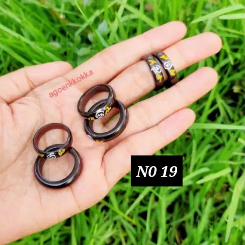 Cincin ukir hitam ukuran 19 kokka kaukah