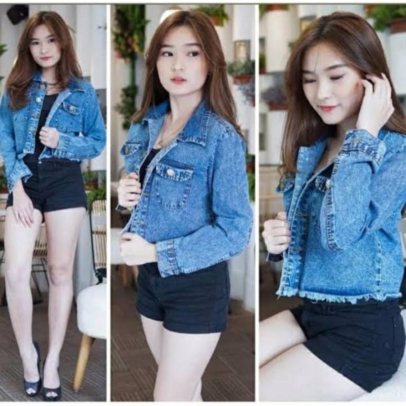 Jaket Crop Jeans Wanita Terbaru Kekinian Rekomendasi Influencer