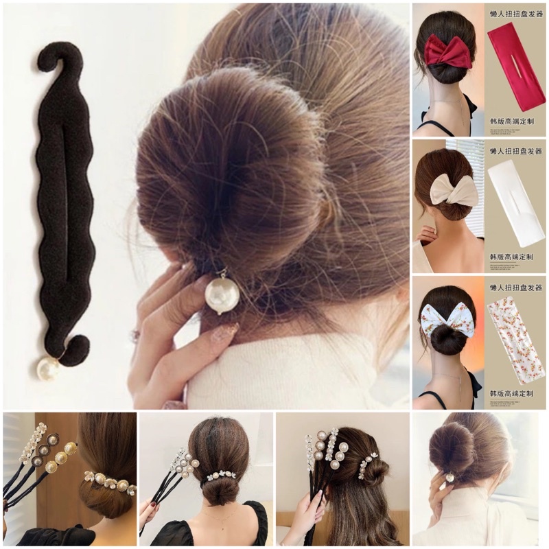 Kawat Sanggul Rambut Ikat Rambut Praktis Mutiara Bunga Hair Bun Tie Fashion Korea