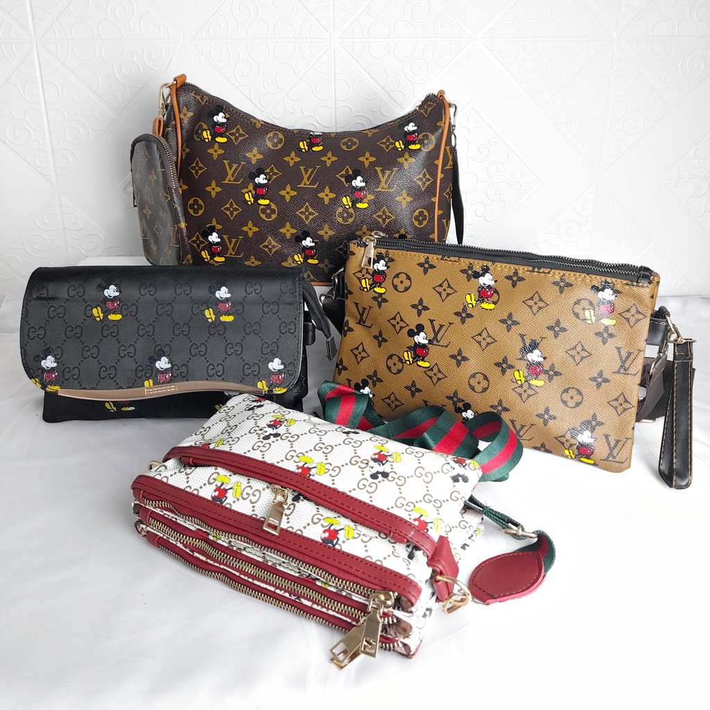 Tas Selempang Wanita Dompet Hp Sling Bag Kecil Banyak Ruang Motif Miki KT031 KT093 KT094 KT095 KT096 KT097 KT098