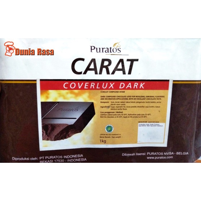 

Siap Kirim Puratos Cokelat Carat Coverlux Dark 1Kg