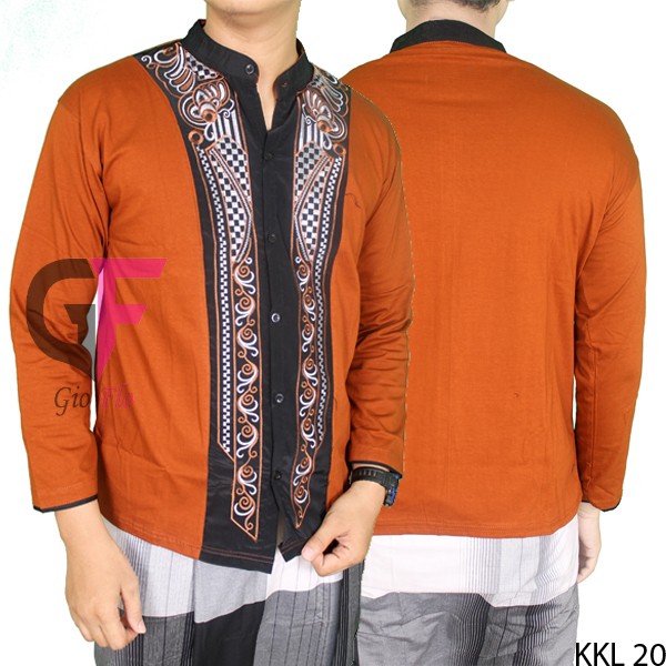 GIOFLO Koko Modis Kemeja Muslim Pria Brown / KKL 20