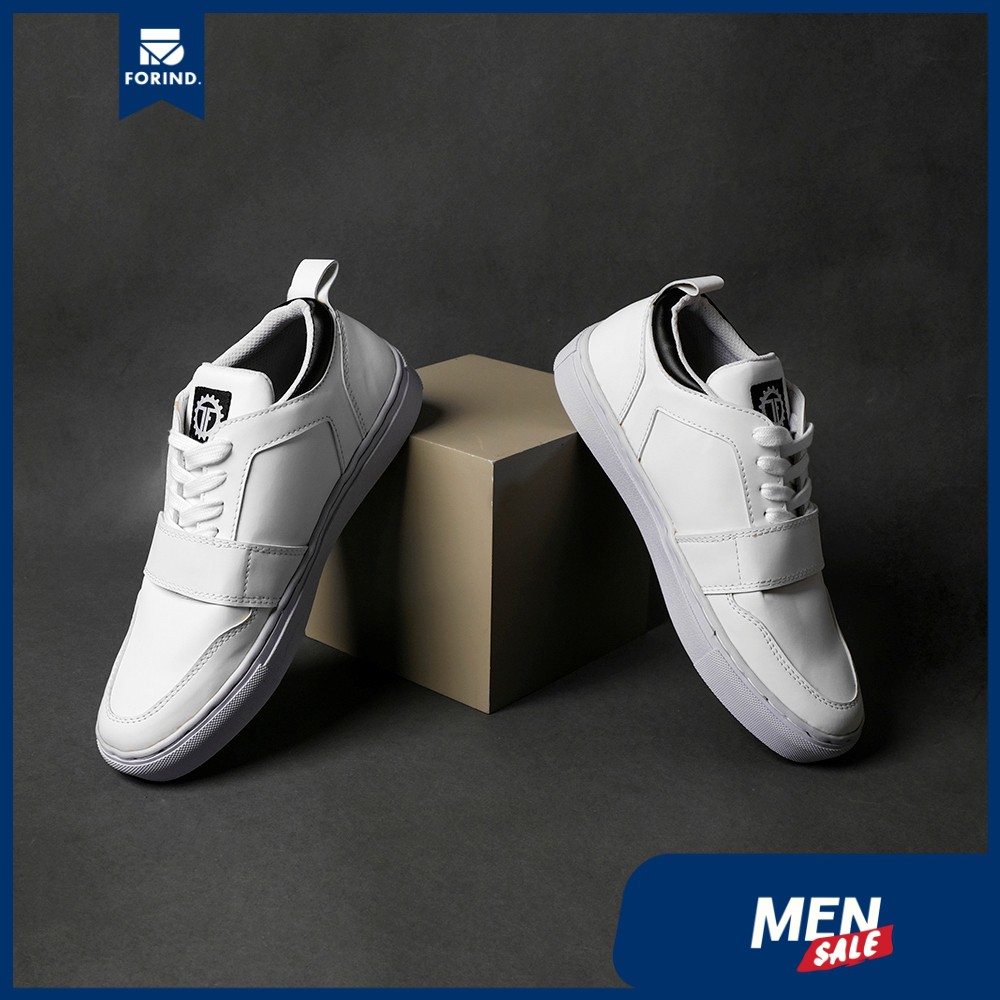 Sepatu Sneakers Pria Putih Strap Simpel Casual Laki Tali Sneaker Ori |GATES WHITE| FORIND x Tragen