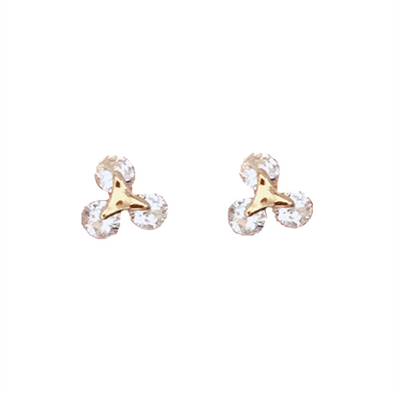 925 Perak Jarum Segitiga Kristal Mini Ear Studs Baru Musim Panas Emas Geometris Anting-Anting Mahasiswa Wanita Anting-Anting