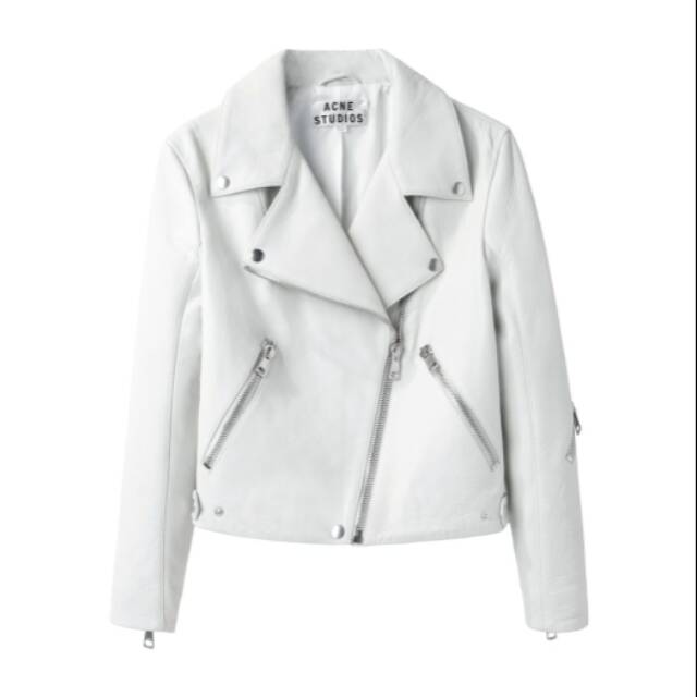 Jaket Semi kulit wanita putih wanita/ white leather jacket for woman
