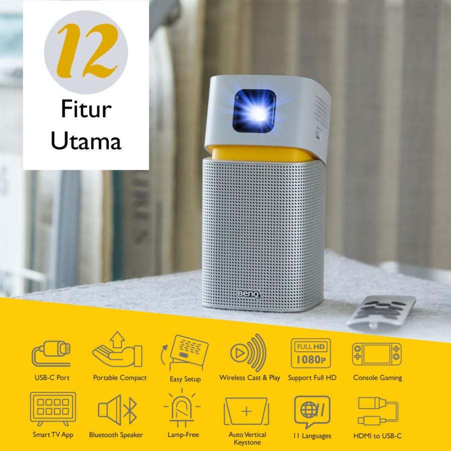 MINI WIRELESS PROYEKTOR BenQ GV1 PROJECTOR PORTABLE BLUETOOTH SPEAKER