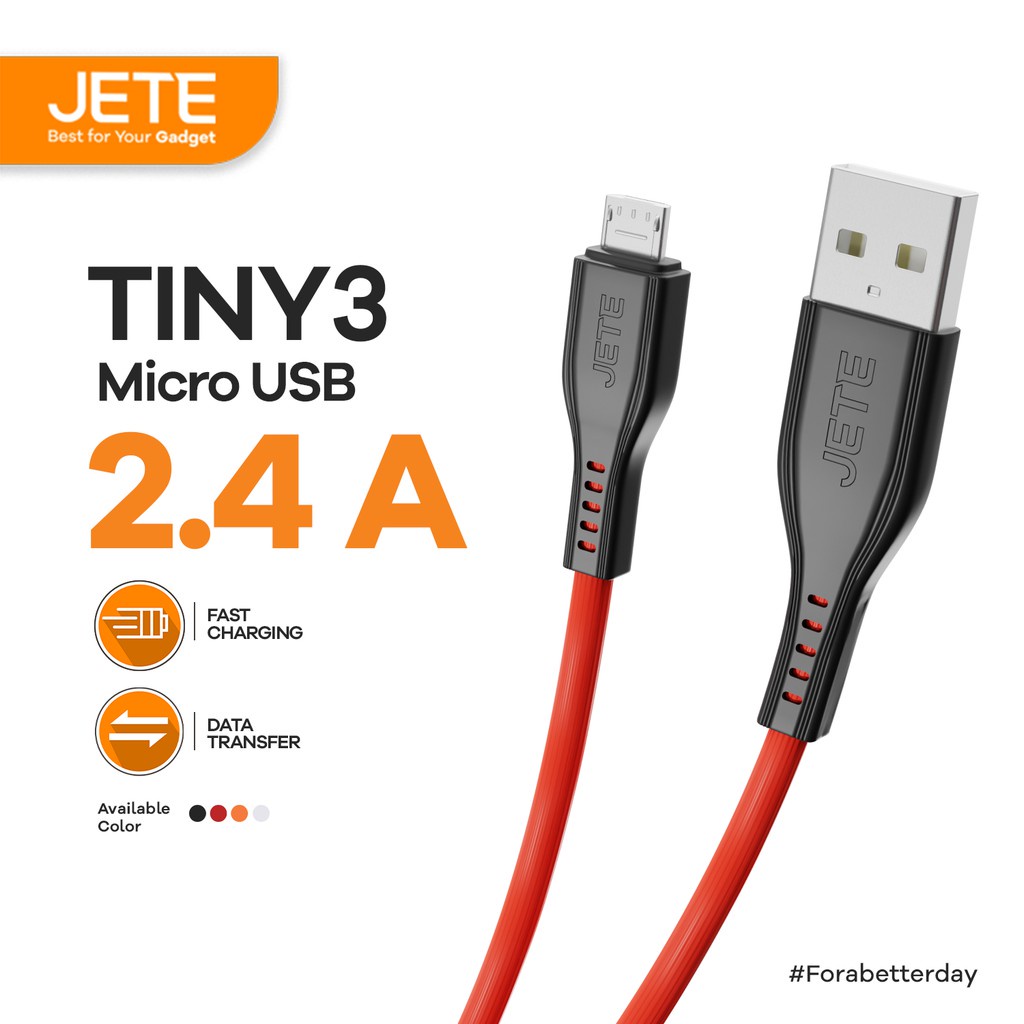 Kabel Data | Kabel USB | Kabel Charger Micro Fast Charging JETE Tiny 3 - Garansi Resmi 2 Tahun