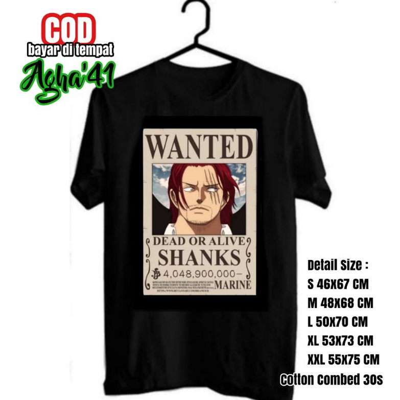 T-shirt Kaos anime one piece AKAGAMI SHANKS
