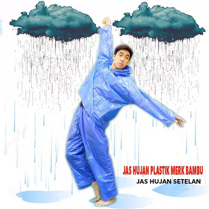 jas hujan plastik setelan dewasa mantel merek Karet pergelangan karet