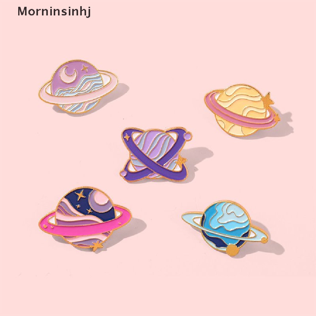 Mornin Bros Pin Enamel Bentuk Planet Luar Angkasa Galaksi Bintang Untuk Aksesoris Fashion